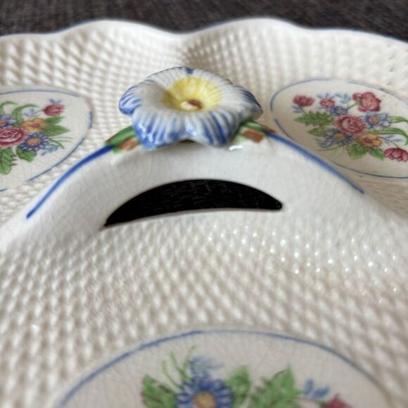 UNBRANDED Vintage Ceramic Floral 3 Section Relish Dish Tray W/Handle 8” Japan - Picture 8 of 15